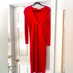 Zara Red Long Sleeve Dress